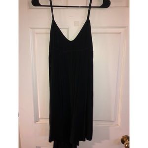 black flowy dress with open back